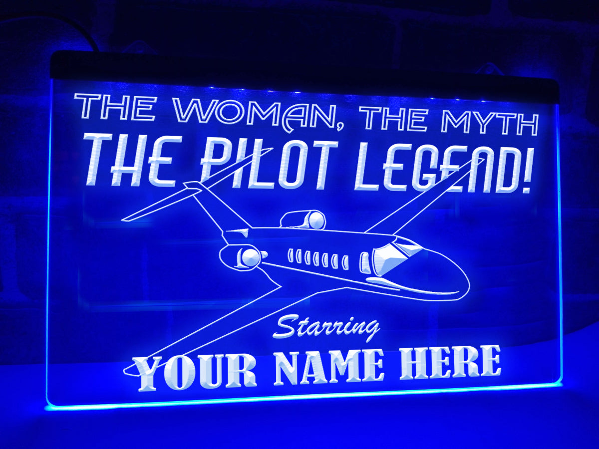 The Pilot Legend Personalized Illuminated Sign
