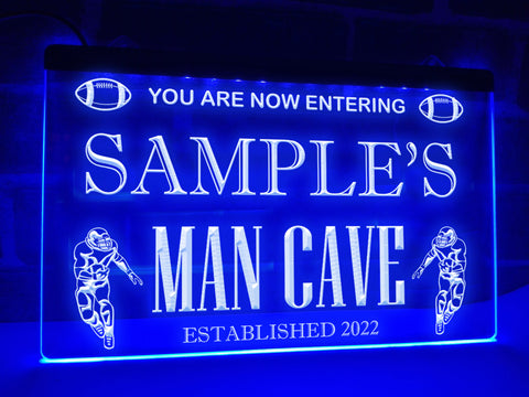 Image of American Football Man Cave Personalized Illuminated Sign