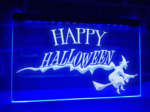 Image of Happy Halloween Witch Illuminated Sign