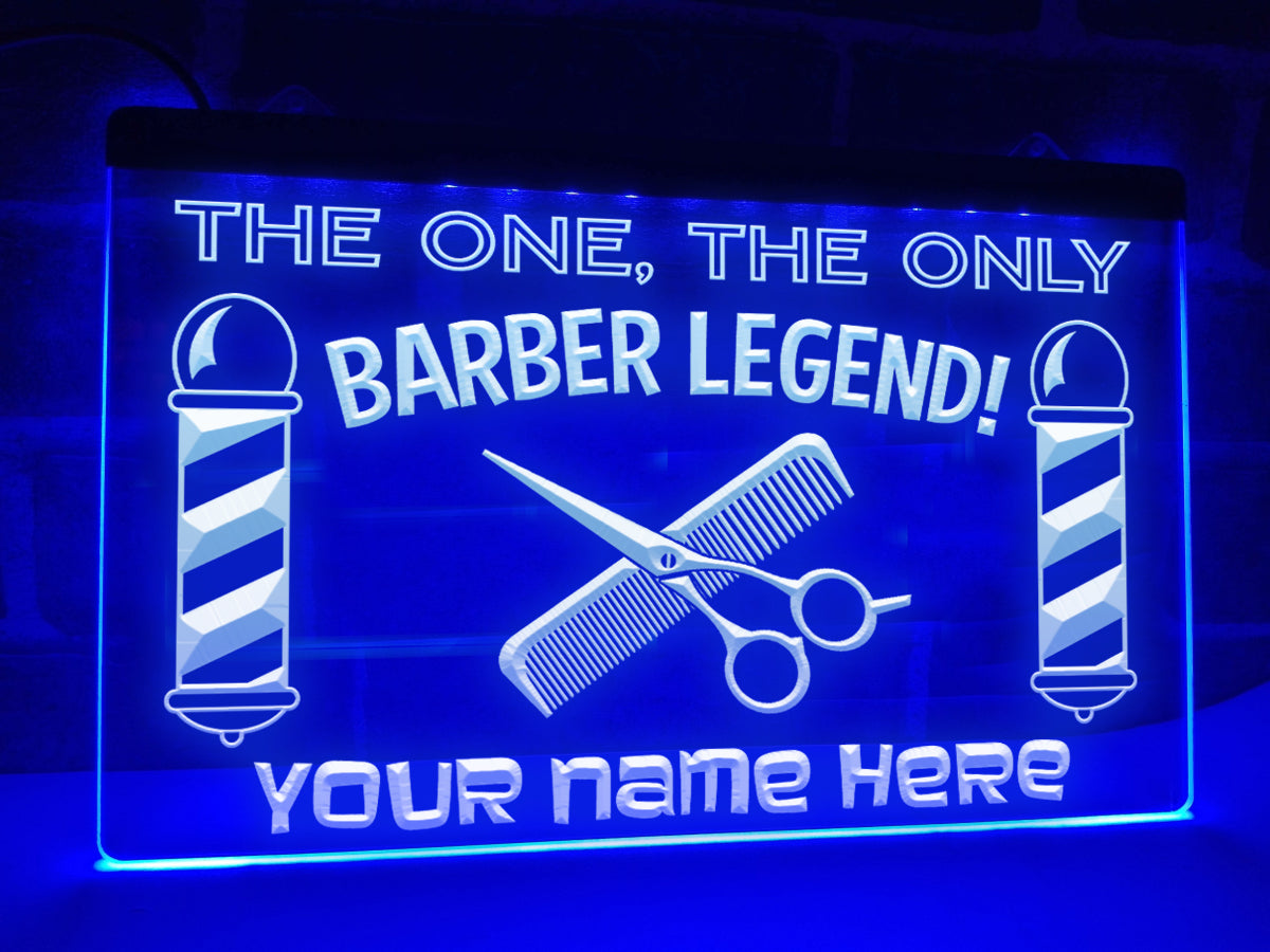 The Barber Legend Personalized Illuminated Sign