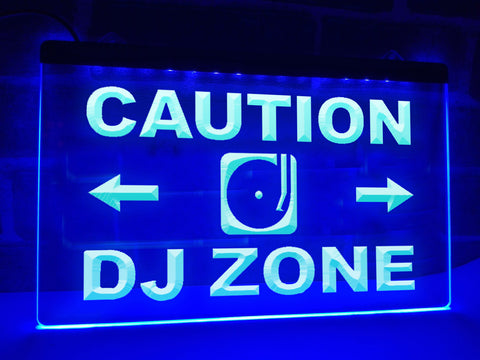 Image of Caution DJ Zone Illuminated Sign