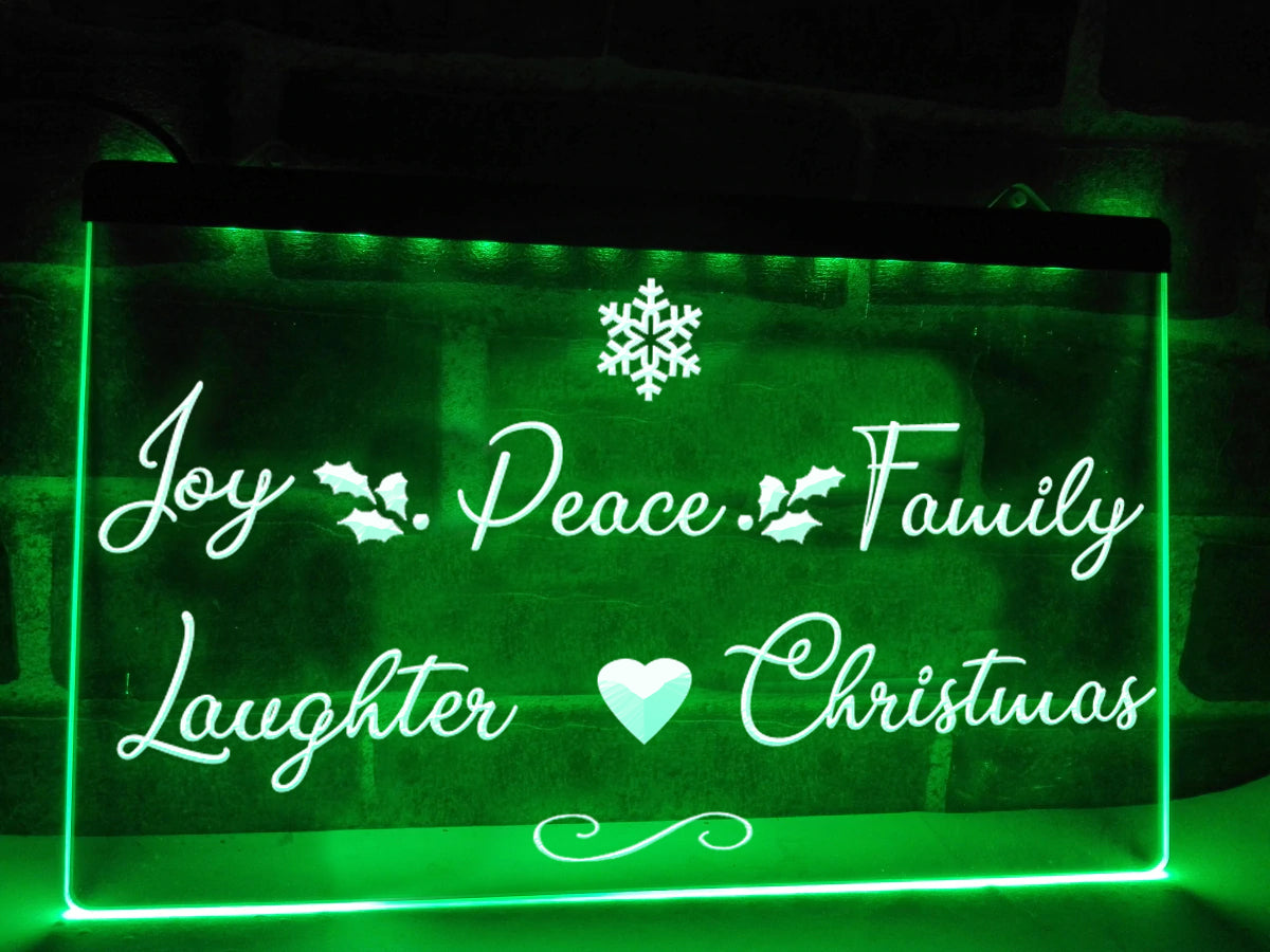 Joy Peace Family Illuminated Sign