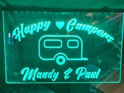 Happy Campers Personalized Illuminated Sign