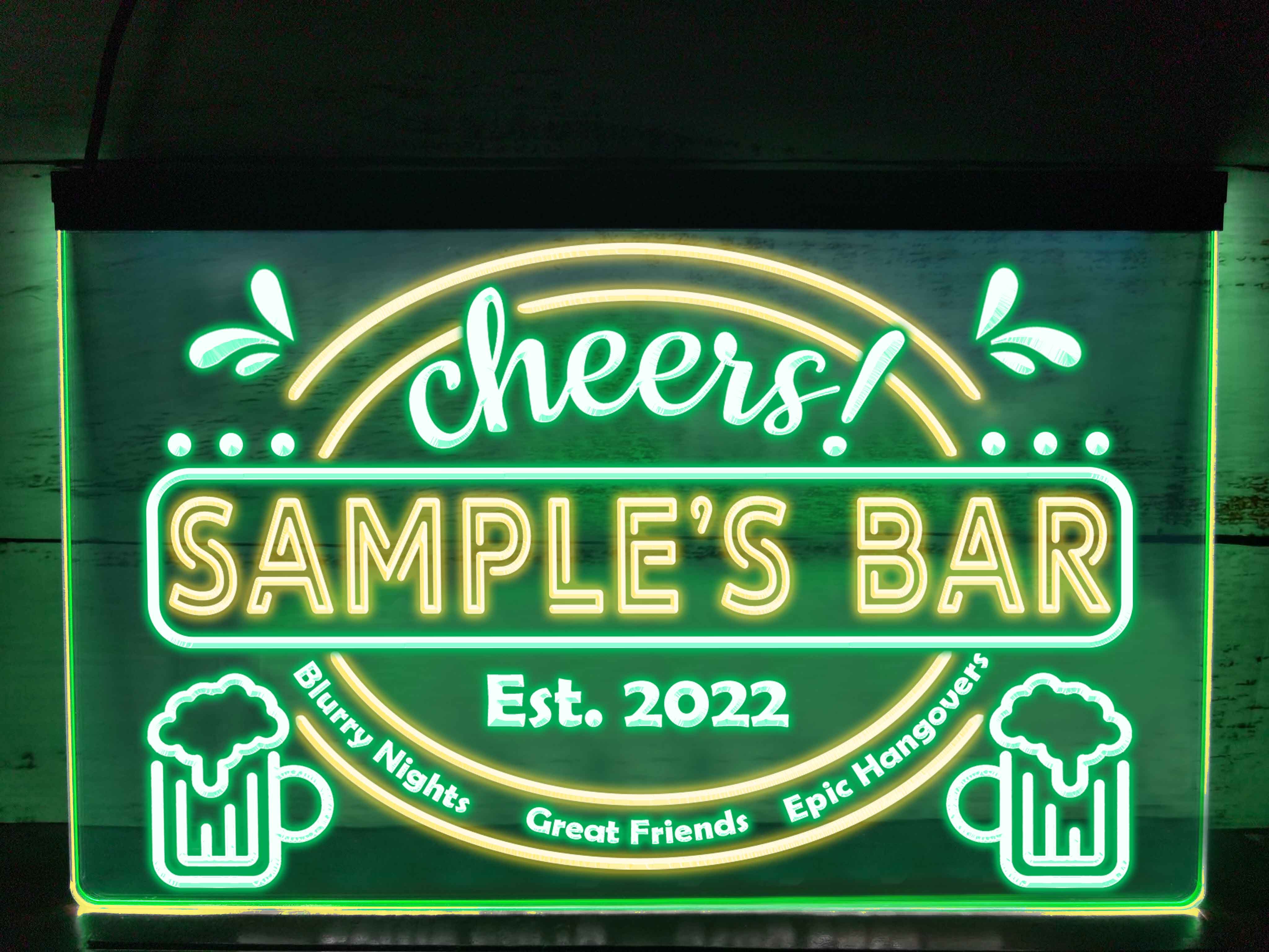 Epic Hangovers Personalized Two Tone Illuminated Bar Sign