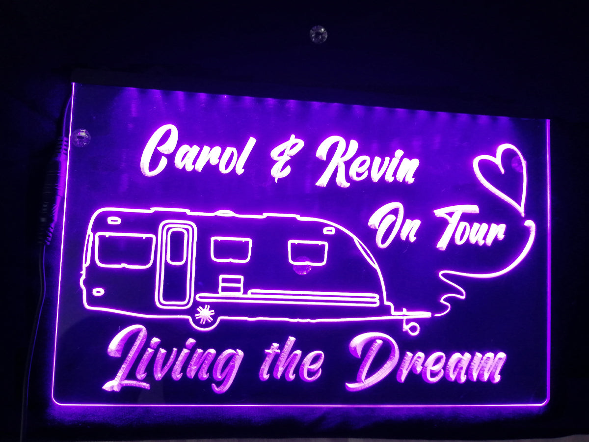 Personalized Caravan on Tour LED neon sign in violet