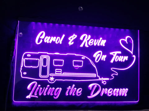 Image of Modern Shape Caravan on Tour Personalized Illuminated Sign