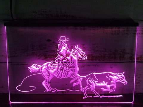 Image of Cowboy Scene Illuminated Sign
