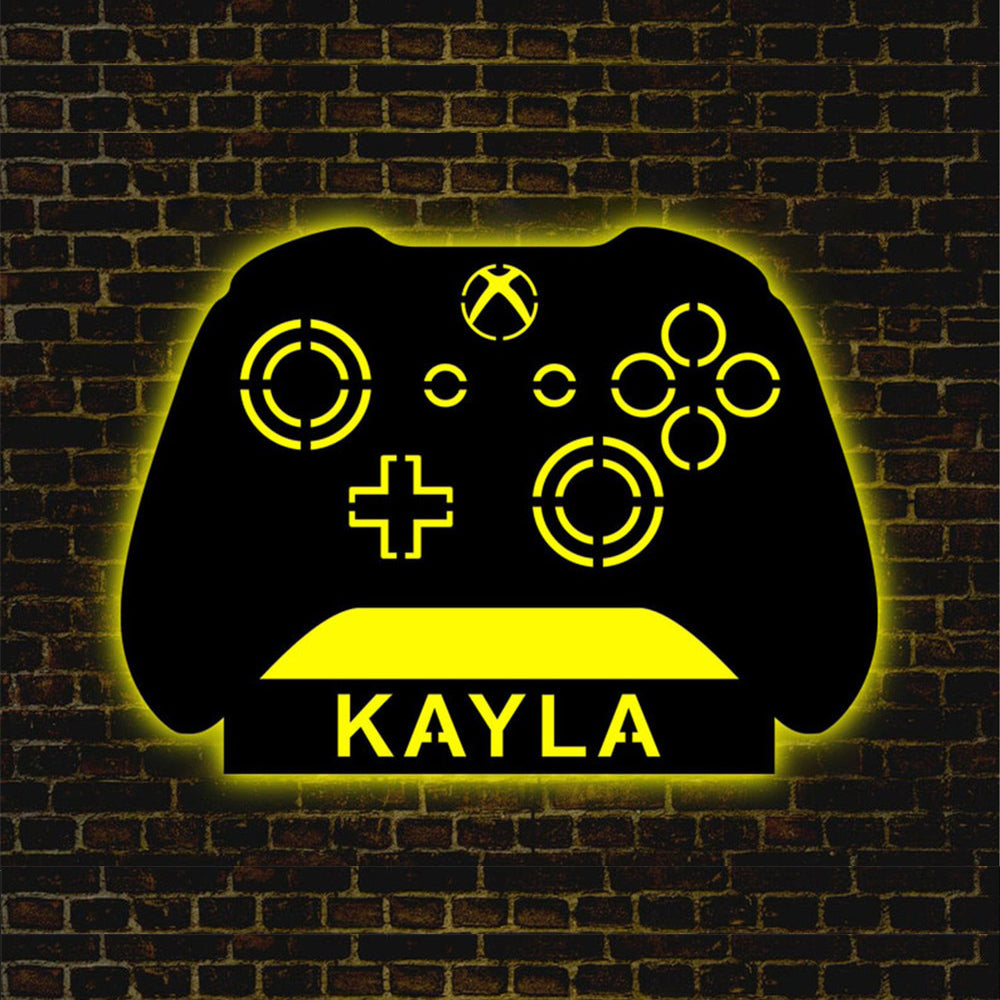 Custom Gamepad LED Neon Wooden Sign - Personalized and Color Changing RGB