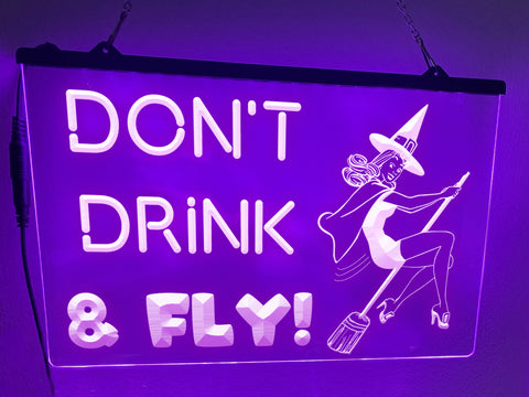 Image of Don't Drink and Fly Illuminated Sign