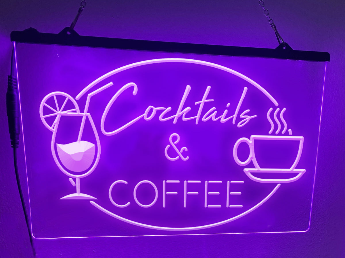 Cocktails and Coffee Illuminated Sign