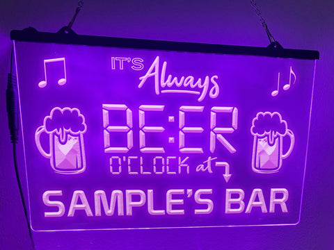 Image of It's Always Beer O'clock at My Bar Personalized Illuminated Sign