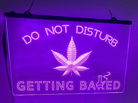 Image of Getting baked Cannabis neon sign violet