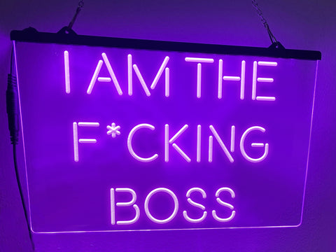 Image of I Am The Boss Funny Illuminated Sign