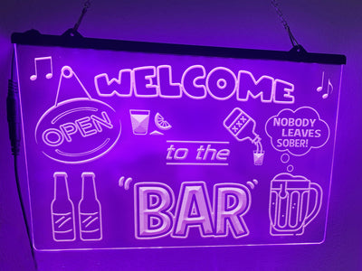 Welcome to the Bar Illuminated Sign