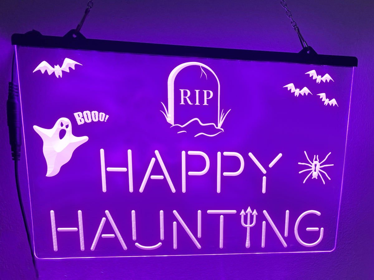 Happy Haunting Illuminated Sign
