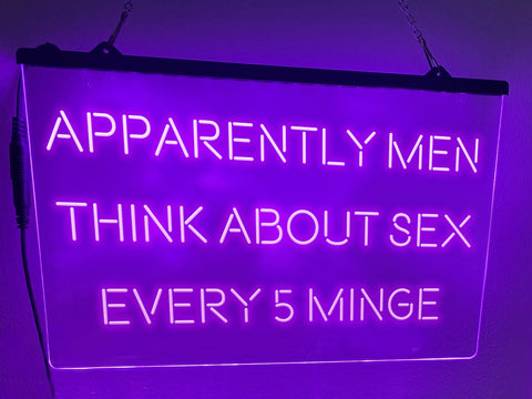 Image of Apparently Men Think About Sex Every 5 Minge Funny Illuminated Sign