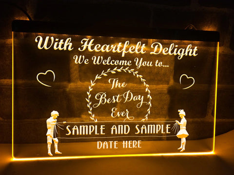 Image of best day ever neon wedding sign yellow