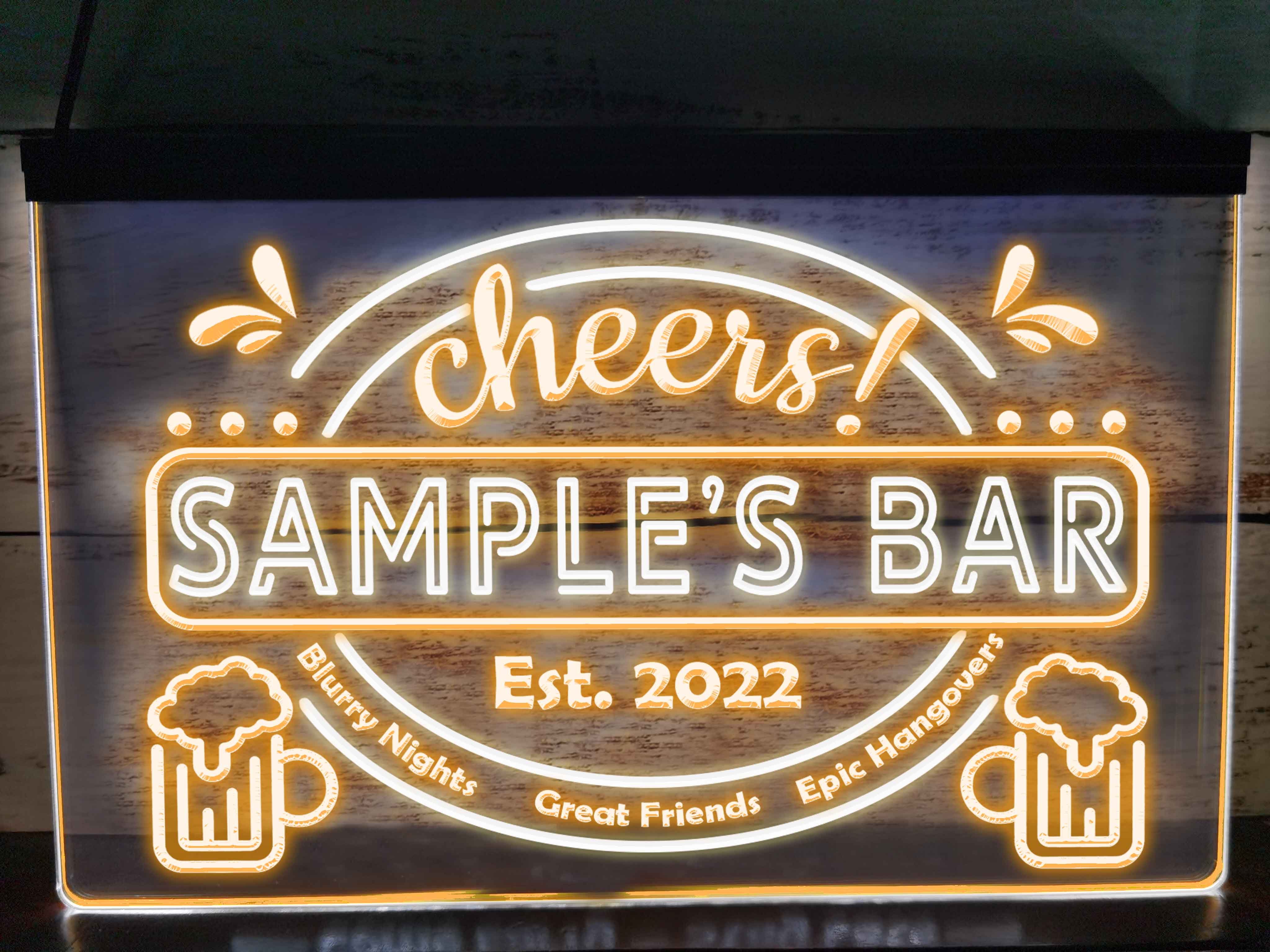 Epic Hangovers Personalized Two Tone Illuminated Bar Sign