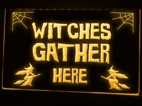 Image of Witches Gather Here Illuminated Sign