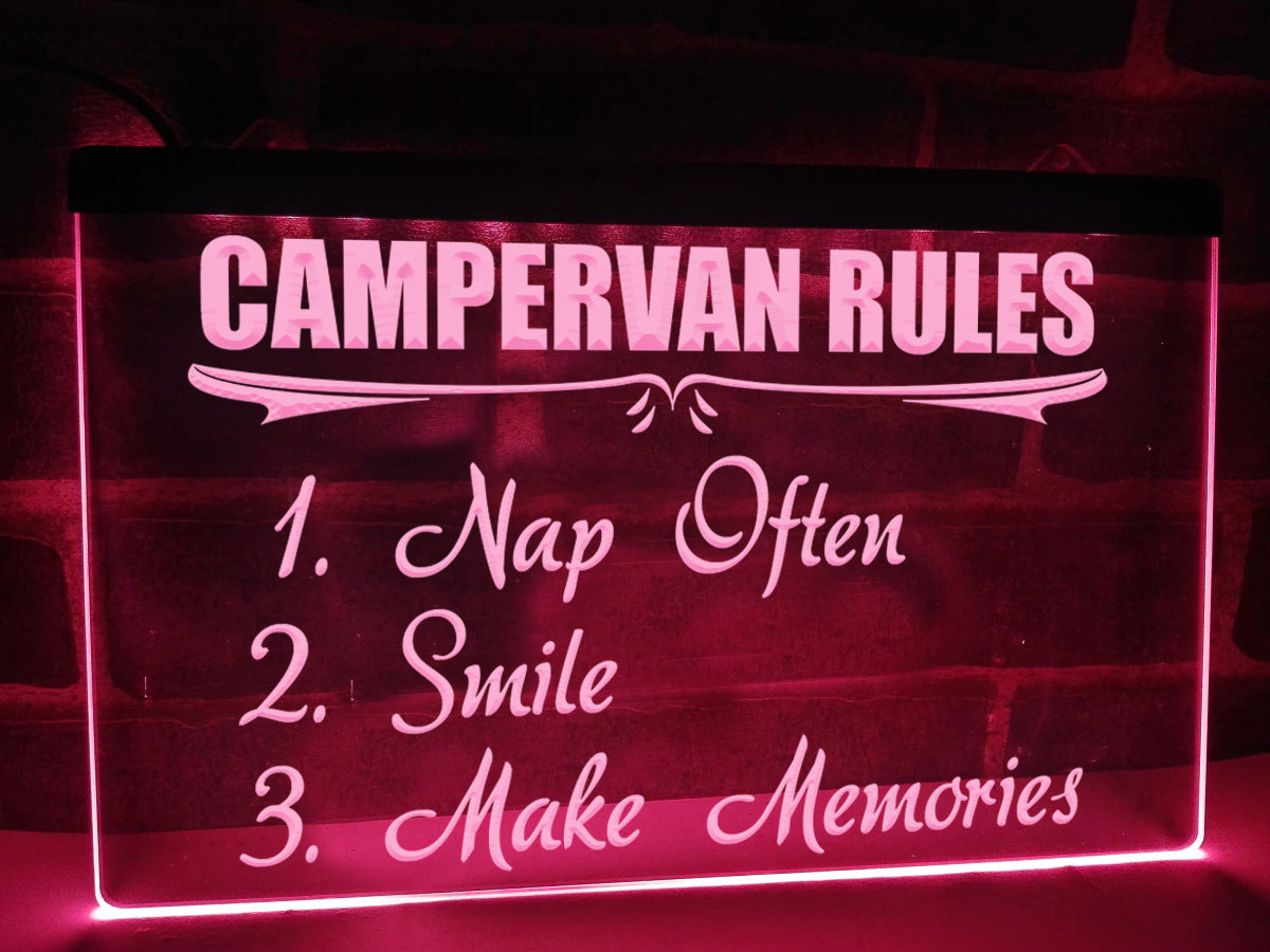 Campervan Rules Illuminated Sign