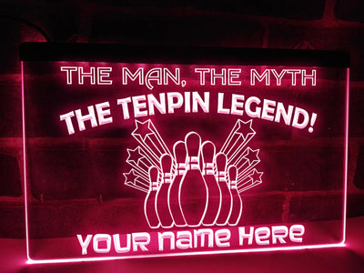 Tenpin Bowling Legend Personalized Illuminated Sign