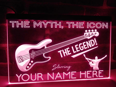Image of Bass Guitar Legend Personalized Illuminated Sign