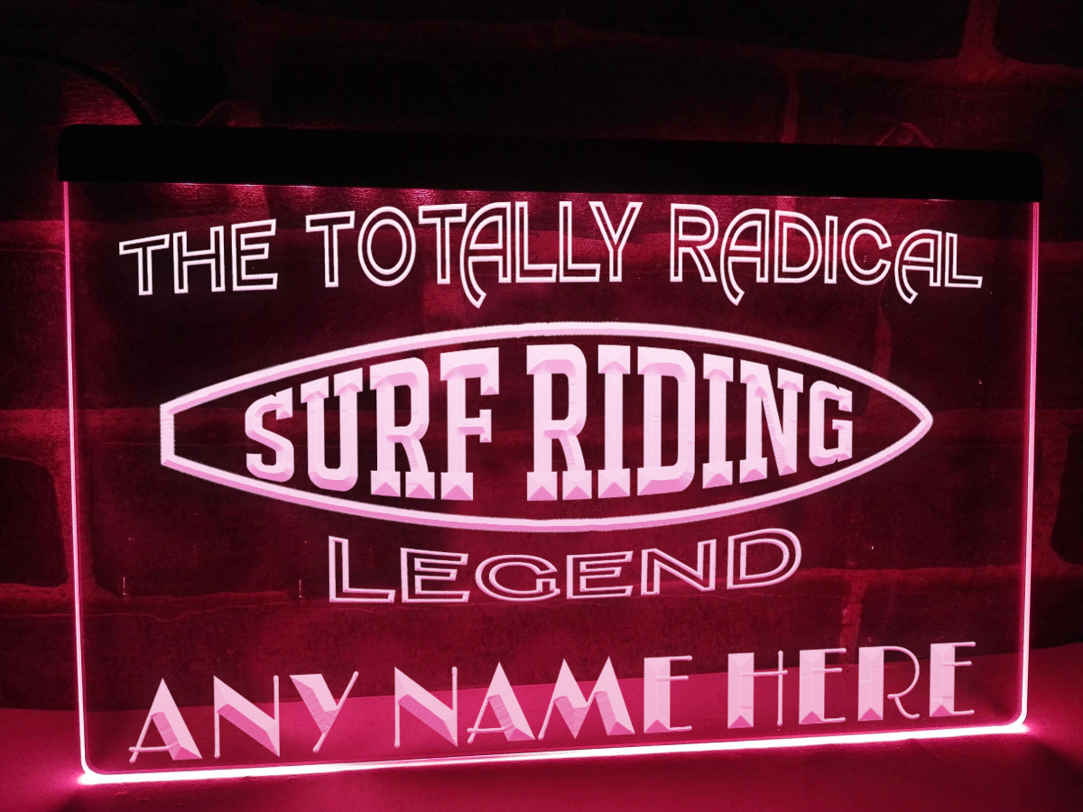 Surf Riding Legend Personalized Illuminated Sign