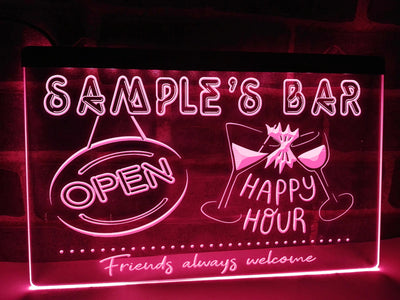 Happy hour neon bar sign