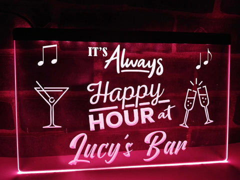 Image of Happy Hour Bar Sign Pink
