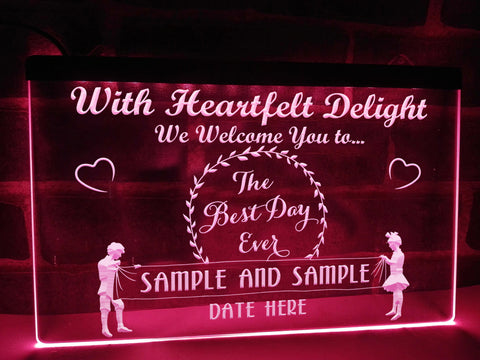 Image of best day ever neon wedding sign pink