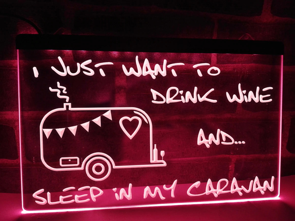 I Just Want to Drink Wine Illuminated Sign