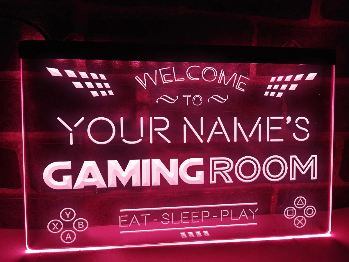 Eat Sleep Play Gaming Room Personalized Illuminated Sign