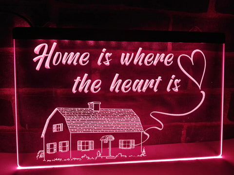 Image of Home is Where the Heart is Illuminated Sign