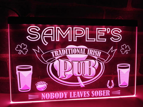 Irish Pub neon sign pink