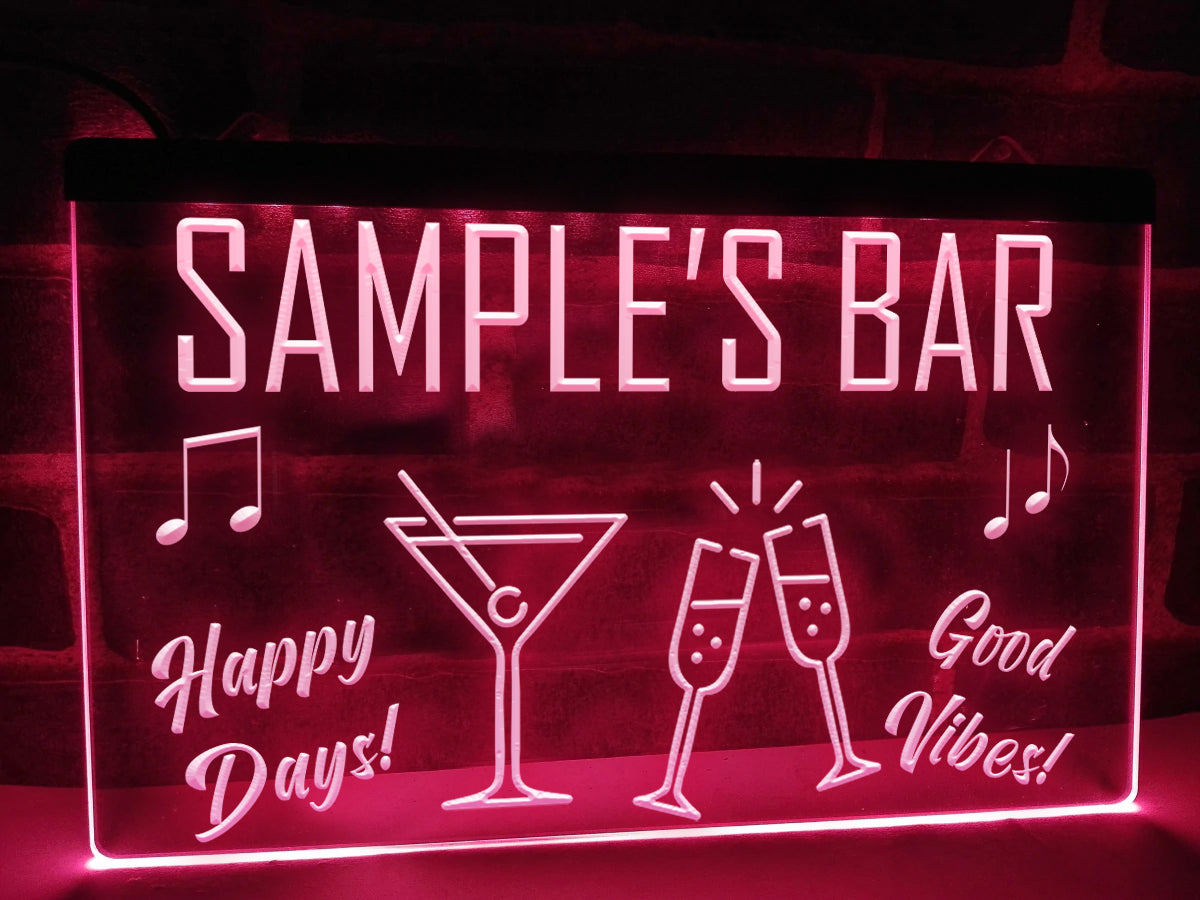 Personalized Happy Days Bar Sign in pink