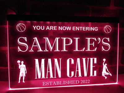 Basketball Man Cave Personalized Illuminated Sign