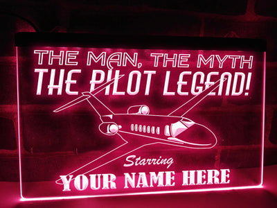 The Pilot Legend Personalized Illuminated Sign