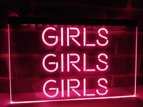 Image of Girls Girls Girls LED Neon Illuminated Sign