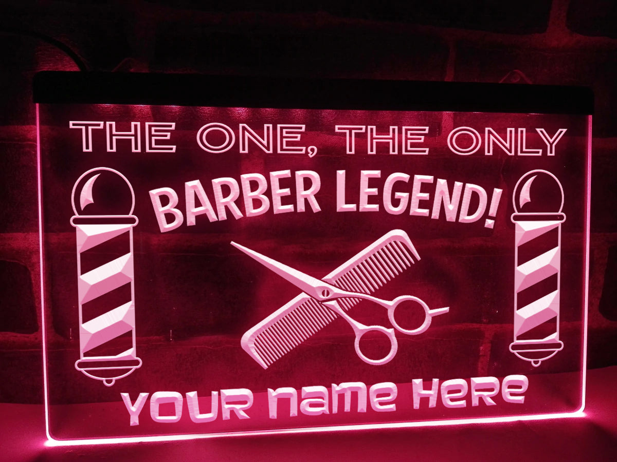 The Barber Legend Personalized Illuminated Sign
