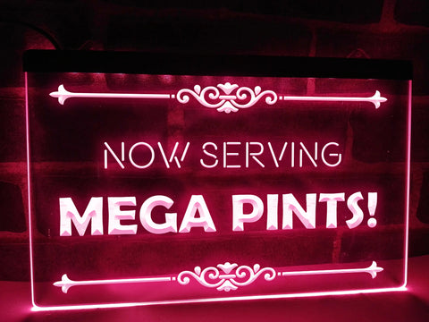 Image of Now Serving Mega Pints Illuminated Sign