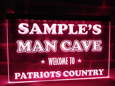 Patriots Man Cave Personalized Illuminated Sign