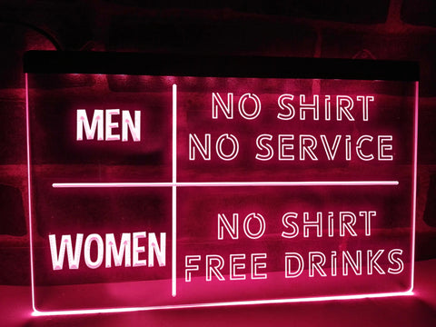 Image of No Shirt No Service Funny Illuminated Sign