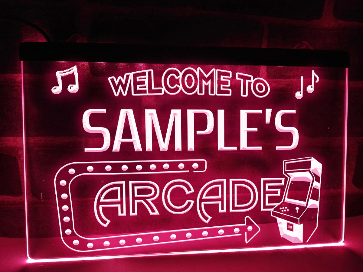 Personalized arcade LED neon sign in pink