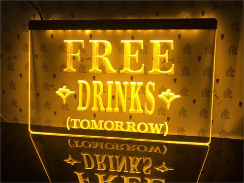 Image of Free Drinks Tomorrow Illuminated Sign