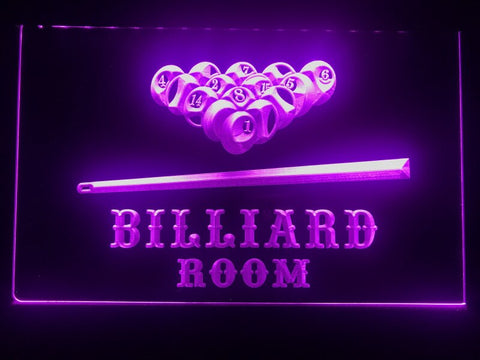 billiard pool room neon sign purple