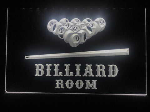 billiard pool room neon sign white