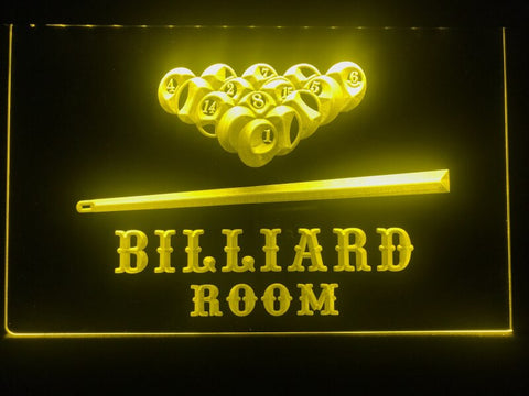 Image of billiard pool room neon sign yellow