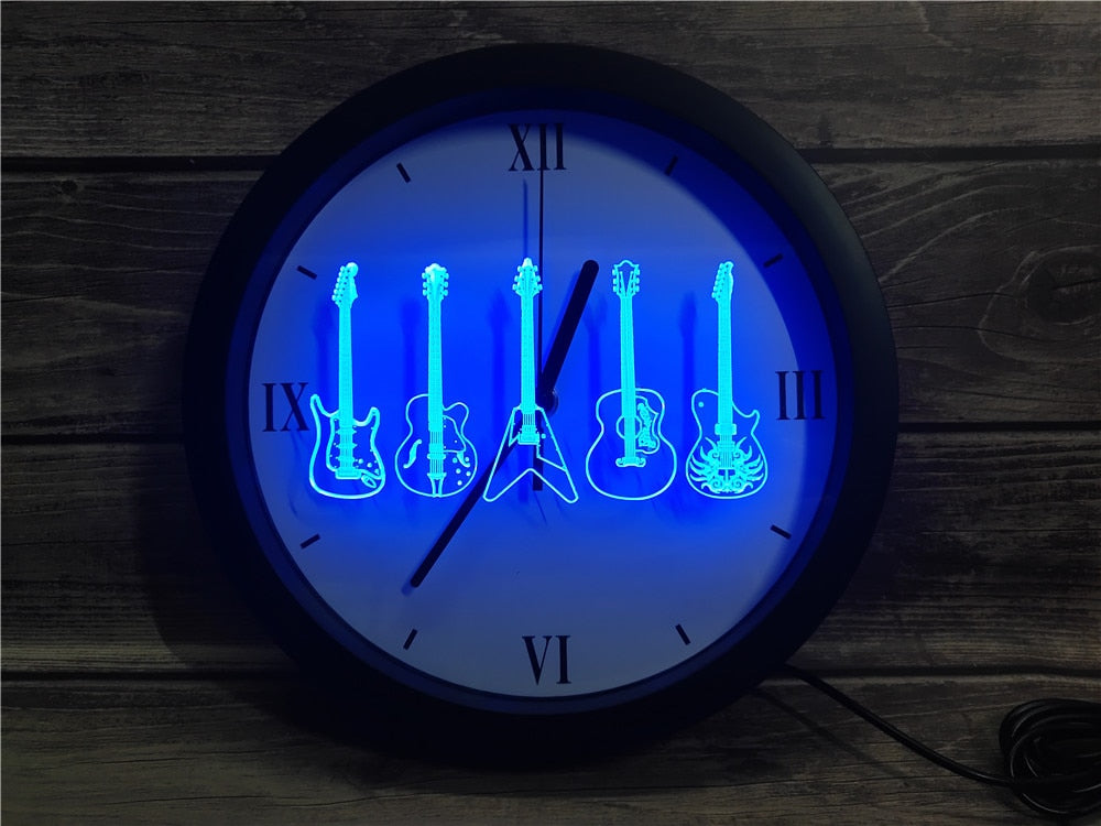 Guitar Line Up Bluetooth Controlled Wall Clock