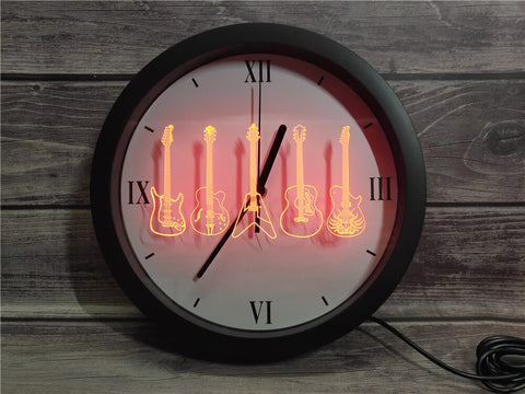 Image of Guitar Line Up Bluetooth Controlled Wall Clock