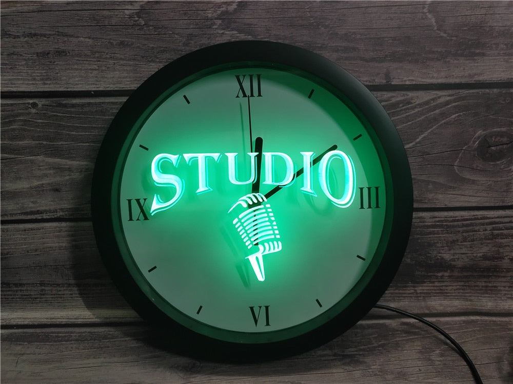 Studio Microphone Bluetooth Controlled Wall Clock